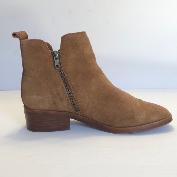 Chelsea & Violet Fiona Brown Side Zip Flat Block Heel Suede Ankle Boots sz 8.5M - Picture 1 of 11